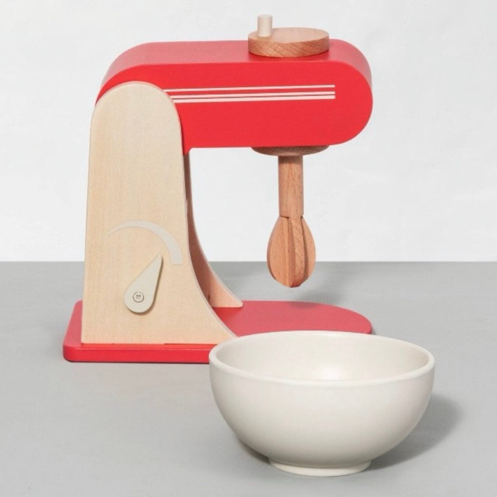 Hearth & Hand Red and Natural Wooden Mixer Toy